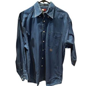 Tommy Hilfiger Men's button down shirt cotton, Small Blue long sleeve